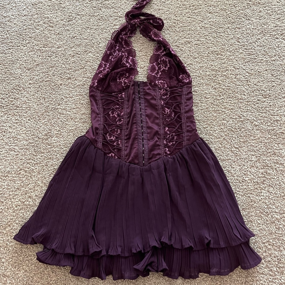 Outcast Tie Halter Mini Corset Dress